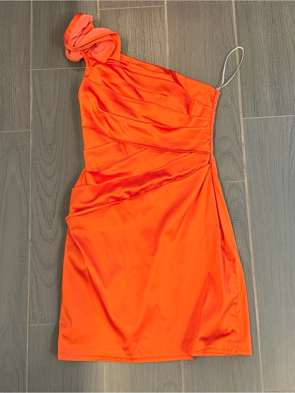 One-Shoulder Orange Cocktail Dress - Picture 4 of 12
